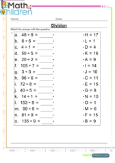 Division matching exercise